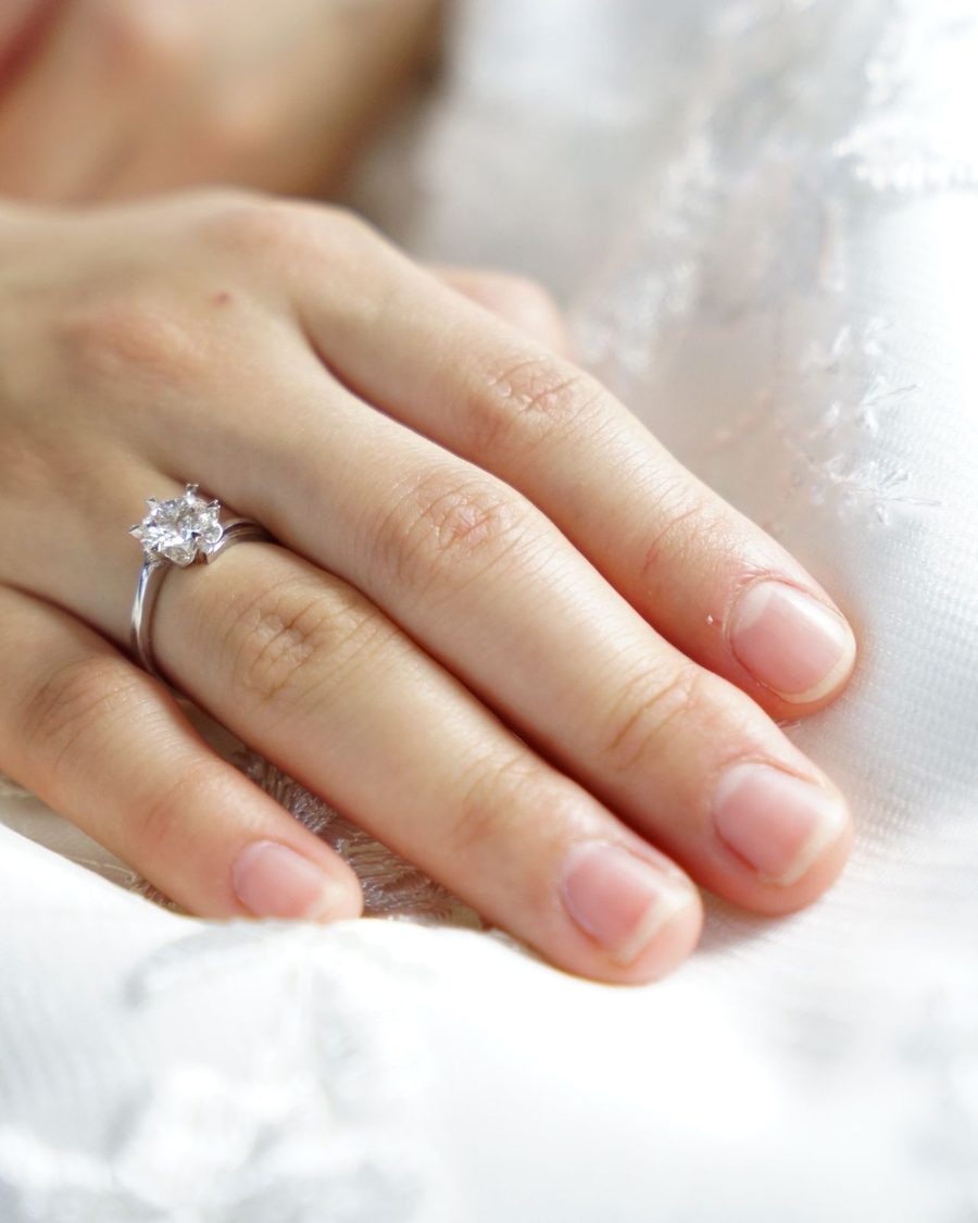 Solitärring mit Brillant an der Hand — Ringgröße richtig messen